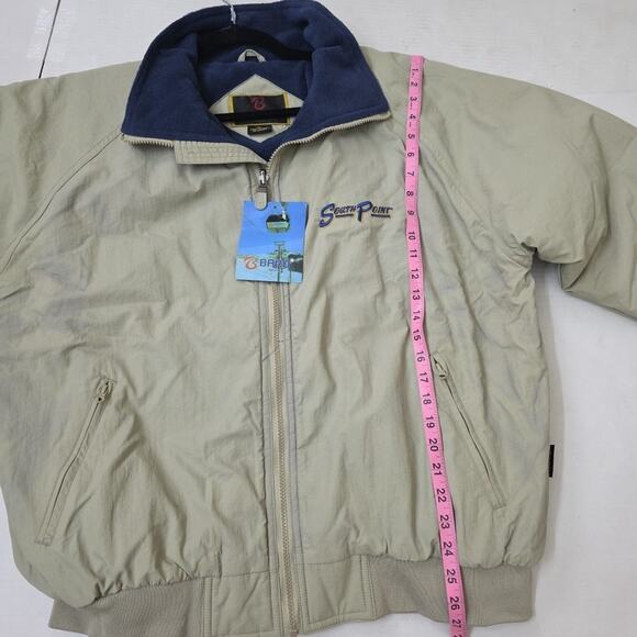 Vintage XL Embroidered Jacket Zip Pockets Beige Lightweight Windbreaker - Picture 3 of 4